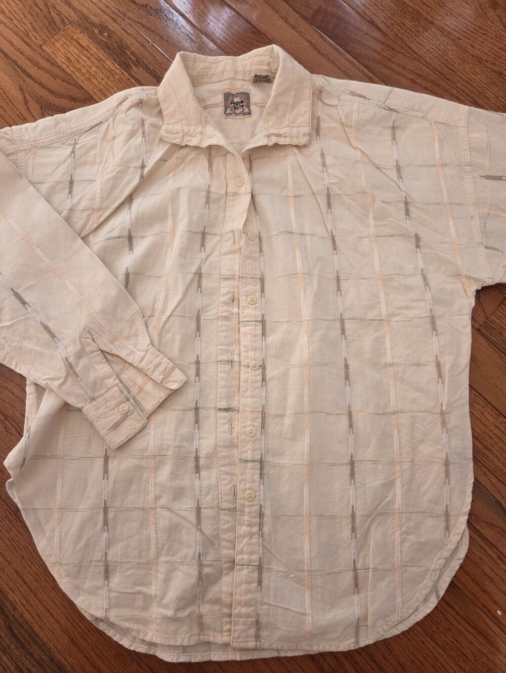 Vintage 1980's Andrew Sport Light Cream Button-Up Womens Shirt